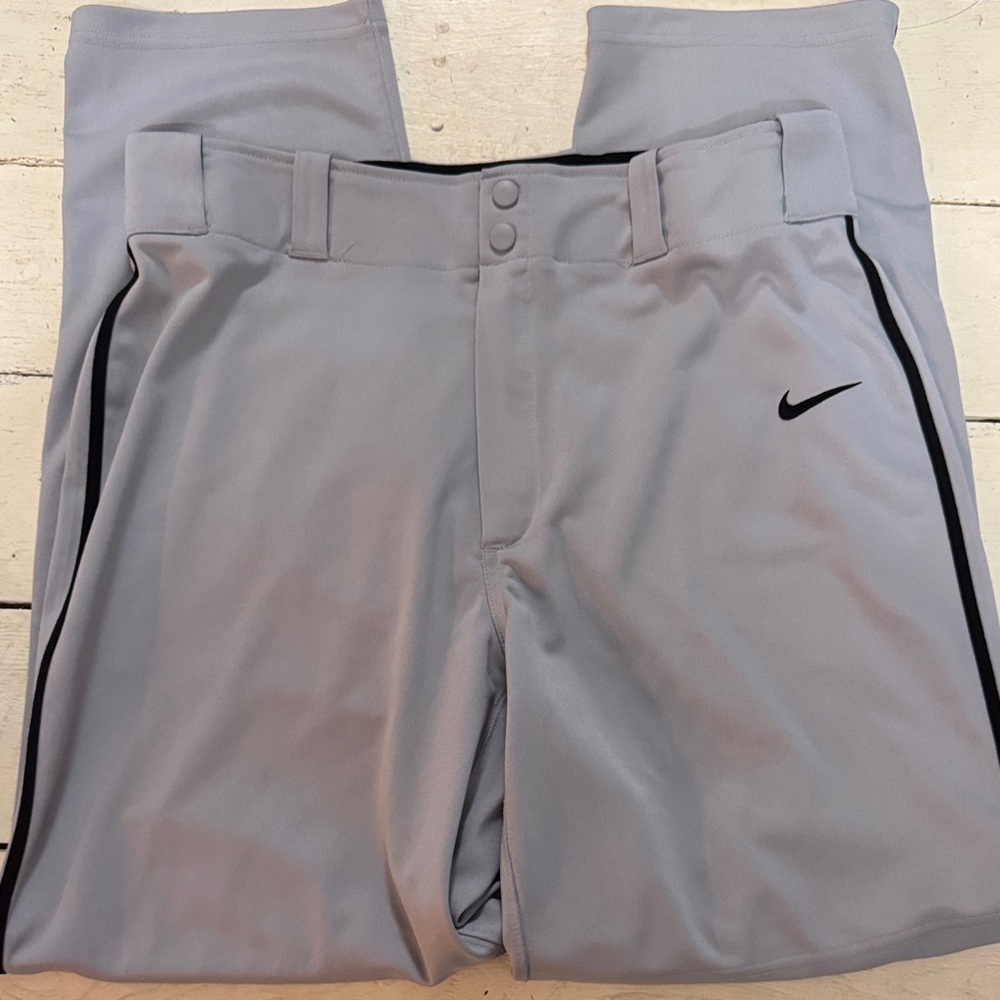 Nike Light Gray Dri-FIT Baseball Pants with Black Accents - Picture 3 of 9